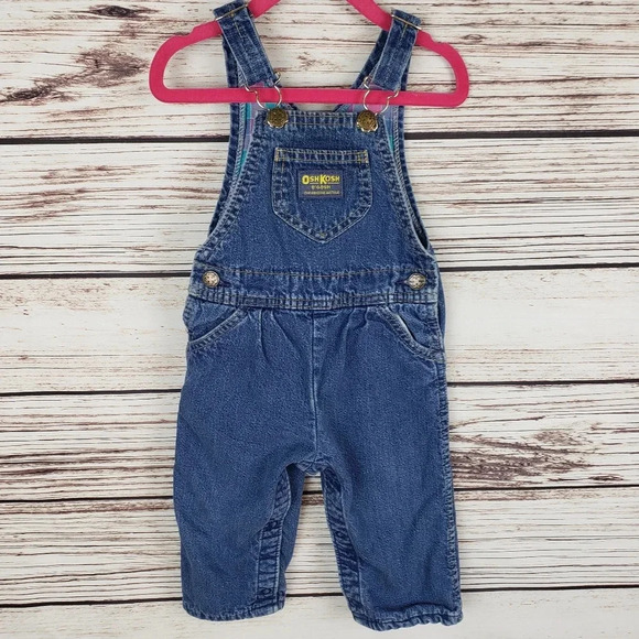 OshKosh B'Gosh 24 Mon VTG Lined Denim Overalls - Picture 1 of 9